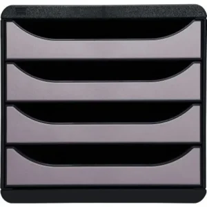 EXACOMPTA Module de classement 4 tiroirs BigBox Noir/Argent