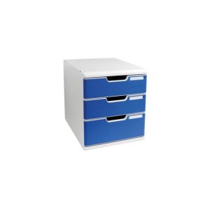 EXACOMPTA Module de classement 3 tiroirs Gris/Bleu Modulo
