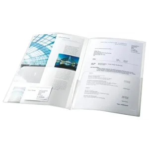ESSELTE Sachet 5 chemises double poche incolore en PP 18/100e. 2 pochettes feuilles A4 ou 1 feuille A3.