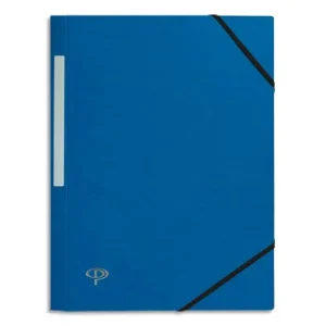PERGAMY Chemise 3 rabats monobloc à élastique en carte lustrée 5/10e, 390g. Coloris Bleu foncé.