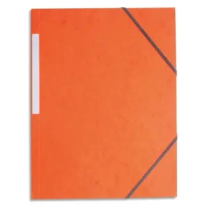 PERGAMY Chemise simple à élastique en carte lustrée 5/10eme 390g. Coloris Orange. Dimensions 24x32cm