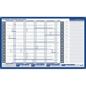 CBG Planning scolaire de Janvier à Décembre 2024, effaçable à sec, 60x99cm