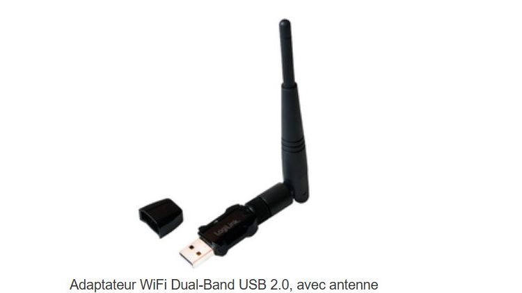 LogiLink Adaptateur WiFi Dual-Band USB 2.0, avec antenne
