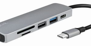 LogiLink Hub multifonction USB-C 6-en-1, gris