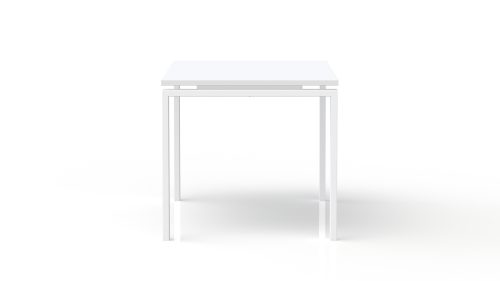 Bureau rectangulaire Conect L. 140 x P. 80 cm - plateau ép. 25 mm mélamine blanc neige - piétement arche rectangulaire fixe métal lisse blanc