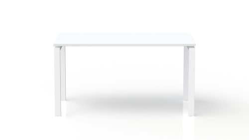 Bureau rectangulaire Conect L. 140 x P. 80 cm - plateau ép. 25 mm mélamine blanc neige - piétement arche rectangulaire fixe métal lisse blanc