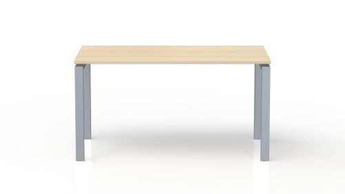 Bureau rectangulaire Conect L. 140 x P. 80 cm - plateau ép. 25 mm mélamine chêne clair - piétement arche rectangulaire fixe métal lisse gris aluminium