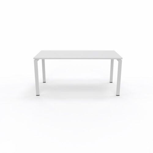 Bureau rectangulaire Conect L. 160 x P. 80 cm - plateau ép. 25 mm mélamine blanc neige - piétement arche rectangulaire fixe métal lisse blanc