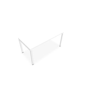Bureau rectangulaire Conect L. 160 x P. 80 cm - plateau ép. 25 mm mélamine blanc neige - piétement arche rectangulaire fixe métal lisse blanc