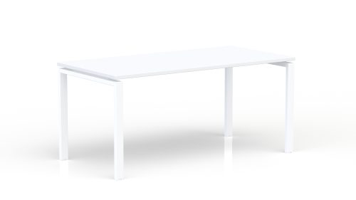 Bureau rectangulaire Conect L. 160 x P. 80 cm - plateau ép. 25 mm mélamine blanc neige - piétement arche rectangulaire fixe métal lisse blanc