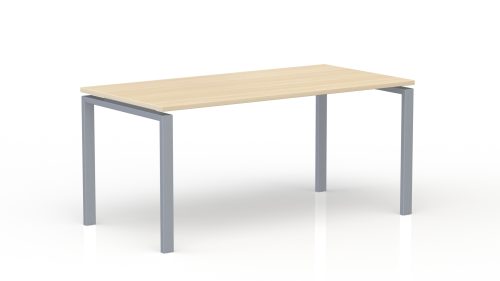 Bureau rectangulaire Conect L. 160 x P. 80 cm - plateau ép. 25 mm mélamine chêne clair - piétement arche rectangulaire fixe métal lisse gris aluminium