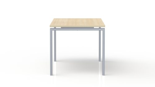 Bureau rectangulaire Conect L. 160 x P. 80 cm - plateau ép. 25 mm mélamine chêne clair - piétement arche rectangulaire fixe métal lisse gris aluminium