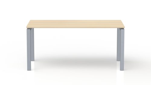 Bureau rectangulaire Conect L. 160 x P. 80 cm - plateau ép. 25 mm mélamine chêne clair - piétement arche rectangulaire fixe métal lisse gris aluminium