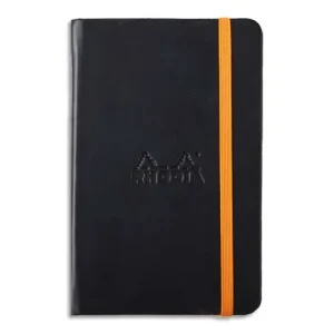 RHODIA Carnet Rhodiarama 9x14cm 192 pages lignées. Couverture rembordée Noire