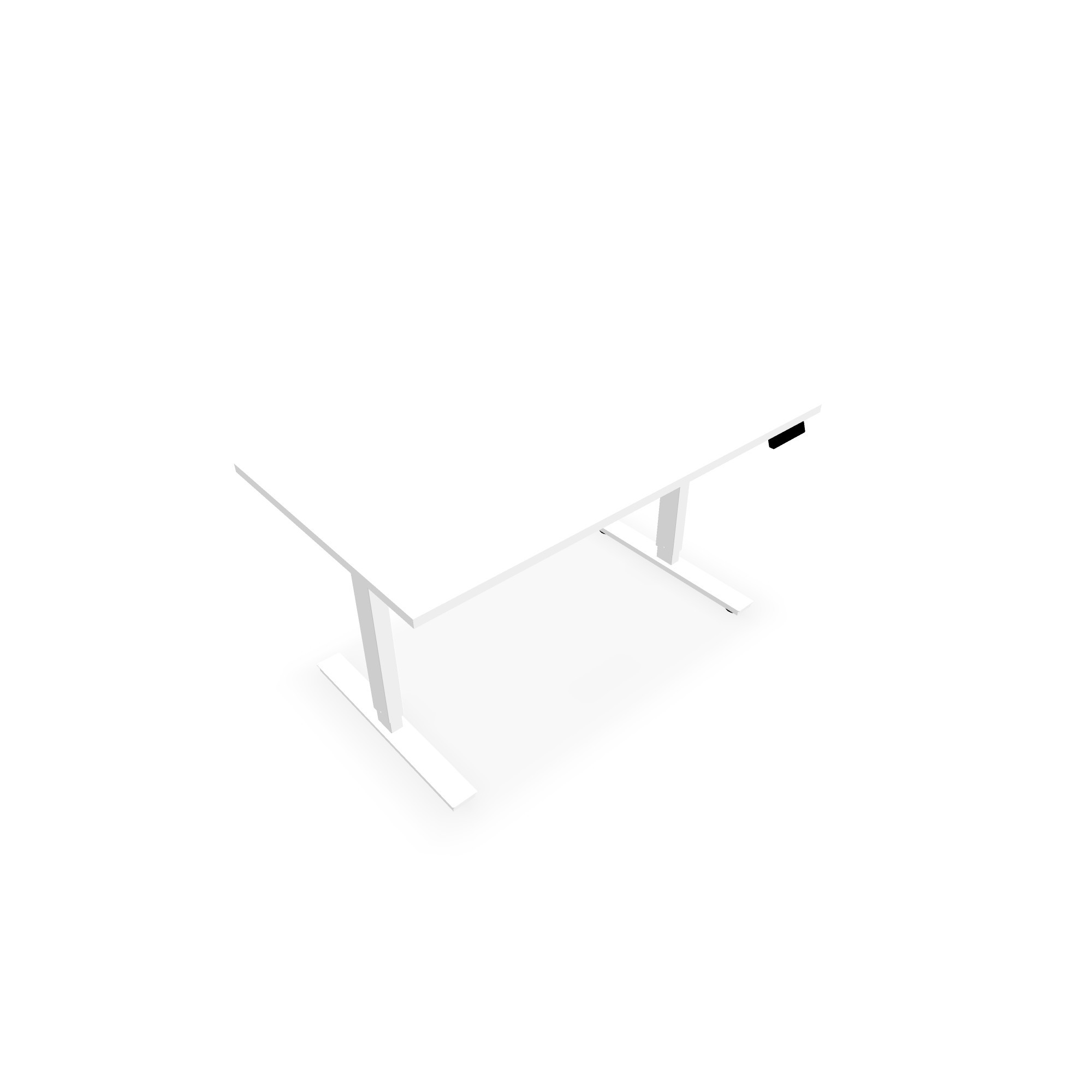 Bureau Axel rectangulaire L. 140 x P. 80 cm - plateau mélamine ep. 25 mm mélamine blanc neige - structure métal lisse blanc - réglable en hauteur par système motorisé