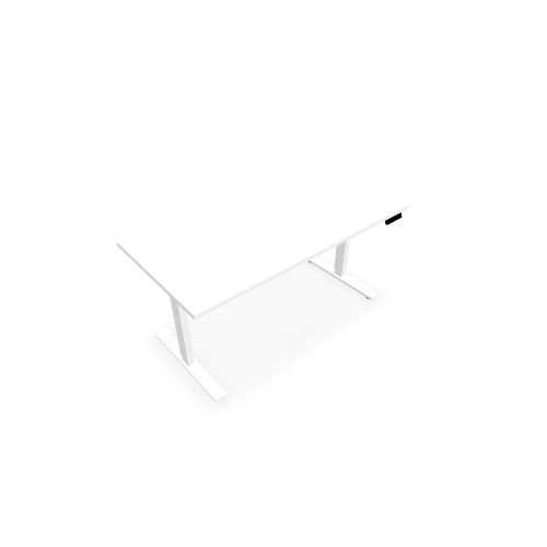 Bureau Axel rectangulaire L. 160 x P. 80 cm - plateau mélamine ep. 25 mm mélamine blanc neige - structure métal lisse blanc - réglable en hauteur par système motorisé