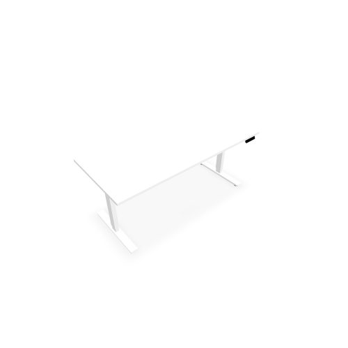 Bureau Axel rectangulaire L. 180 x P. 80 cm - plateau mélamine ep. 25 mm mélamine blanc neige - structure métal lisse blanc - réglable en hauteur par système motorisé
