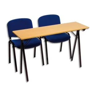 Table formation séminaire hêtre pietement Noir 2 places 120x40cm