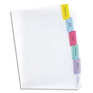 OXFORD Intercalaire 6 positions à onglets personnalisables en PVC 17/100e. Format A4+. Coloris assortis