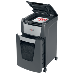 REXEL Destructeur de documents Optimum Auto+ 300M P-5,coupe micro,2x15mm,300 feuilles,60 l,2020300MEU