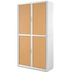 PAPERFLOW EasyOffice armoire démontable corps en PS teinté Blanc rideau Hêtre - Dim L110x H204x P41,5 cm