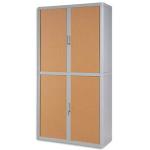PAPERFLOW EasyOffice armoire démontable corps en PS teinté Gris rideau Hêtre - Dim L110x H204x P41,5 cm