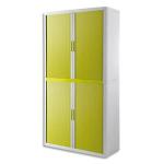 PAPERFLOW EasyOffice armoire démontable corps en PS teinté Blanc rideau Vert - Dim L110x H204x P41,5 cm