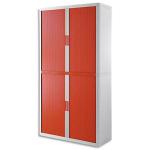 PAPERFLOW EasyOffice armoire démontable corps en PS teinté Blanc rideau Rouge - Dim L110x H204x P41,5 cm