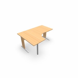 Compact asymétrique 90° Forstyl L.160 x P. 120/80 x Retour 60 cm à gauche décor chêne clair piétements L décor chêne clair