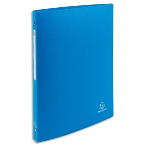 Classeur 4 anneaux en polypropylène opaque 5/10e, dos 2cm, anneaux 15mm, coloris Bleu