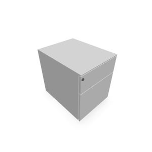 Caisson mobile métal gris aluminium L. 42 x P. 53,3 x H. 50,5 cm - top métal - 2 tiroirs dont un dossiers suspendus
