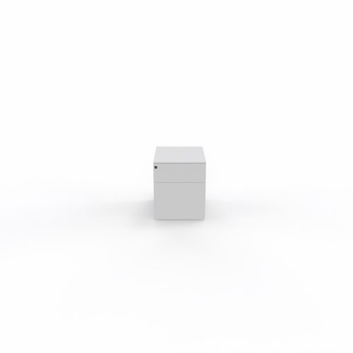 Caisson mobile métal lisse blanc L. 42 x P. 53,3 x H. 50,5 cm - top métal - 2 tiroirs dont un dossiers suspendus
