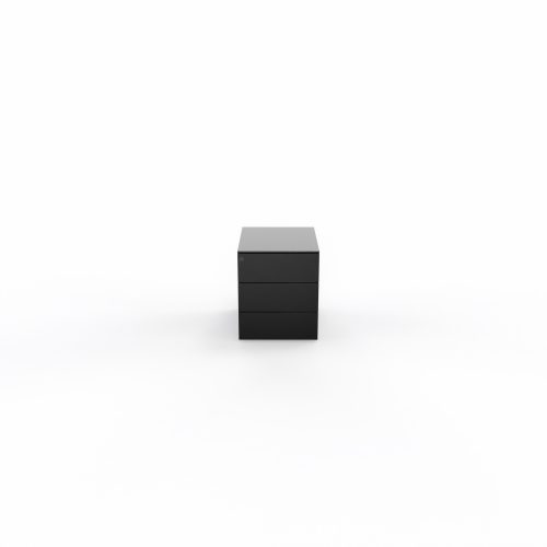 Caisson mobile métal lisse noir L. 42 x P. 53,3 x H. 50,5 cm - top métal - 3 tiroirs plats