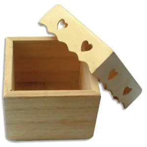GRAINE CREATIVE Boîte carrée avec couvercle cœur en bois à peindre ou décorer format 70 x 70 mm