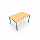 Bureau rectangle Arial L. 120 cm x P 80 cm EP19mm mélamine blanc neige pied carré arche fixe métal lisse noir