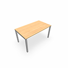 Bureau rectangle Arial L. 140 cm x P 80 cm EP19mm mélamine blanc neige pied carré arche fixe métal lisse noir