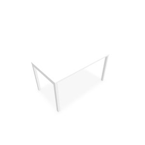 Bureau rectangle Arial L. 140 cm x P 80 cm EP25mm mélamine blanc neige pied carré arche fixe métal lisse blanc