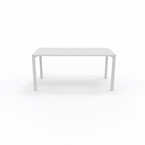 Bureau rectangle Arial L. 160 cm x P 80 cm EP25mm mélamine blanc neige pied carré arche fixe métal lisse blanc