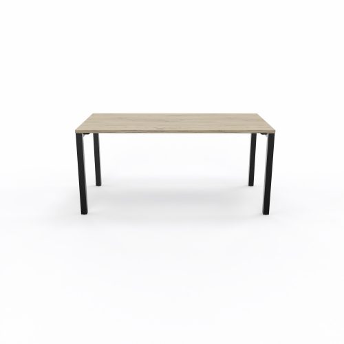 Bureau rectangle Arial L. 160 cm x P 80 cm EP25mm mélamine chêne Brunswick pied carré arche fixe métal lisse noir
