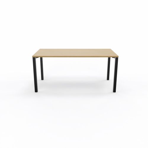 Bureau rectangle Arial L. 160 cm x P 80 cm EP25mm mélamine chêne clair pied carré arche fixe métal lisse noir