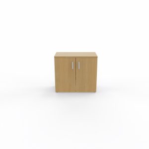 Armoire mélamine Armand 1 tablette H. 73,5 x L. 80 x P. 43,2 cm corps et top finition mélamine chêne clair avec 2 portes soft-closing mélamine chêne clair - poignées métal gris aluminium