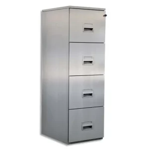 PIERRE HENRY Classeur DS 4 tiroirs Alu, poignée porte-étiquette, centralisée, L41,8 x H130,8 x P54,1 cm