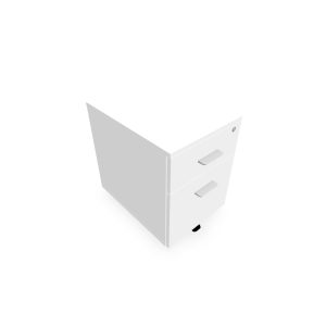 Caisson mobile Mélina 2 tiroirs L. 42 x P. 55,5 x H. 58,7 cm mélamine blanc neige  - poignées métal gris aluminium