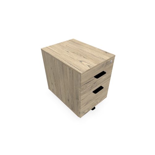 Caisson mobile Mélina 2 tiroirs L. 42 x P. 55,5 x H. 58,7 cm mélamine chêne Brunswick  - poignées métal lisse noir