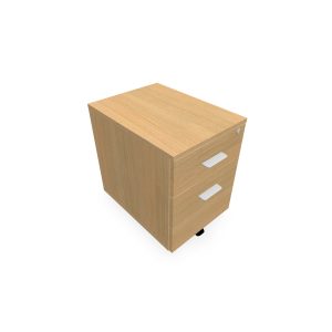 Caisson mobile Mélina 2 tiroirs L. 42 x P. 55,5 x H. 58,7 cm mélamine chêne clair  - poignées métal gris aluminium