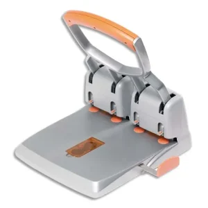 RAPID Perforateur 4 trous HDC 150 DUAX. Capacité 150 feuilles. Argent/Orange.