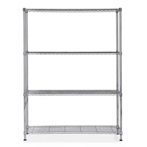 ALBA Etagère Mobi en fil métal chromé taille L, 4 tablettes, charge max 280Kg - Dim L120 x H160 x P35 cm