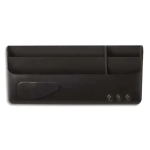BI-OFFICE Boîte de ragement multi-usages magnétique Noire, 4 compartiments - Dim : L23 x H10 x P4 cm