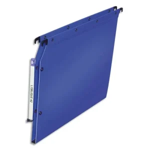 OBLIQUE AZ Paquet de 10 dossiers suspendus ARMOIRE en polypro opaque 5/10e. Fond 15, bouton-pression.Bleu