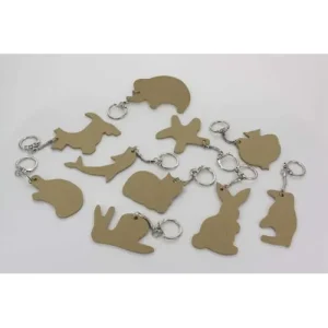 O COLOR Lot de 10 porte-clés en bois médium thème animaux assortis